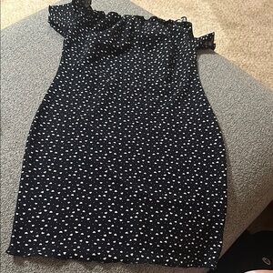 Black Polka Dot Off-Shoulder Dress